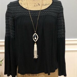 Free People Beach Smocked Boho Blouse Medium